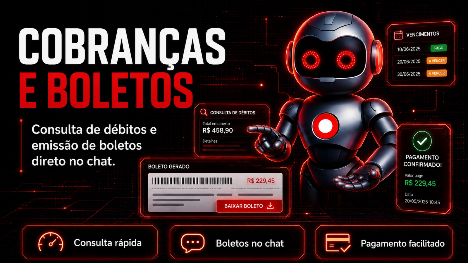 Cobranças e boletos direto no chat